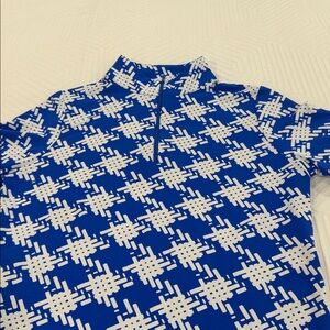 IBKUL Blue and White Graphic Top